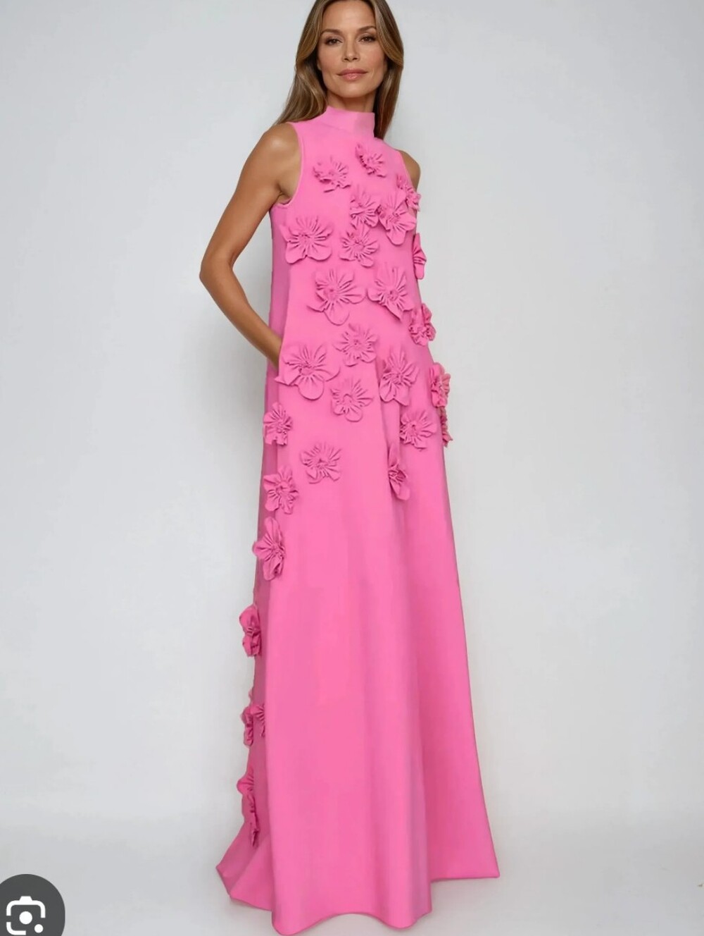 Viral Maxi Dress with 3D Floral Appliqués NWOT sz XL - Picture 6 of 11